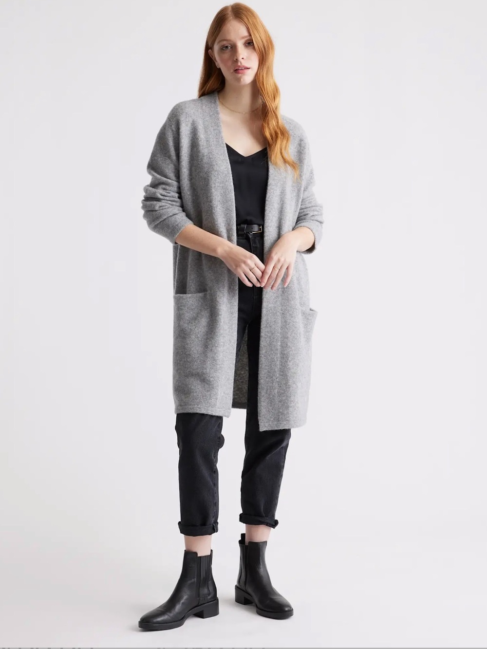 QUINCE Superfine Merino Wool Sweater Coat Cardigan Heather Grey Size Small S